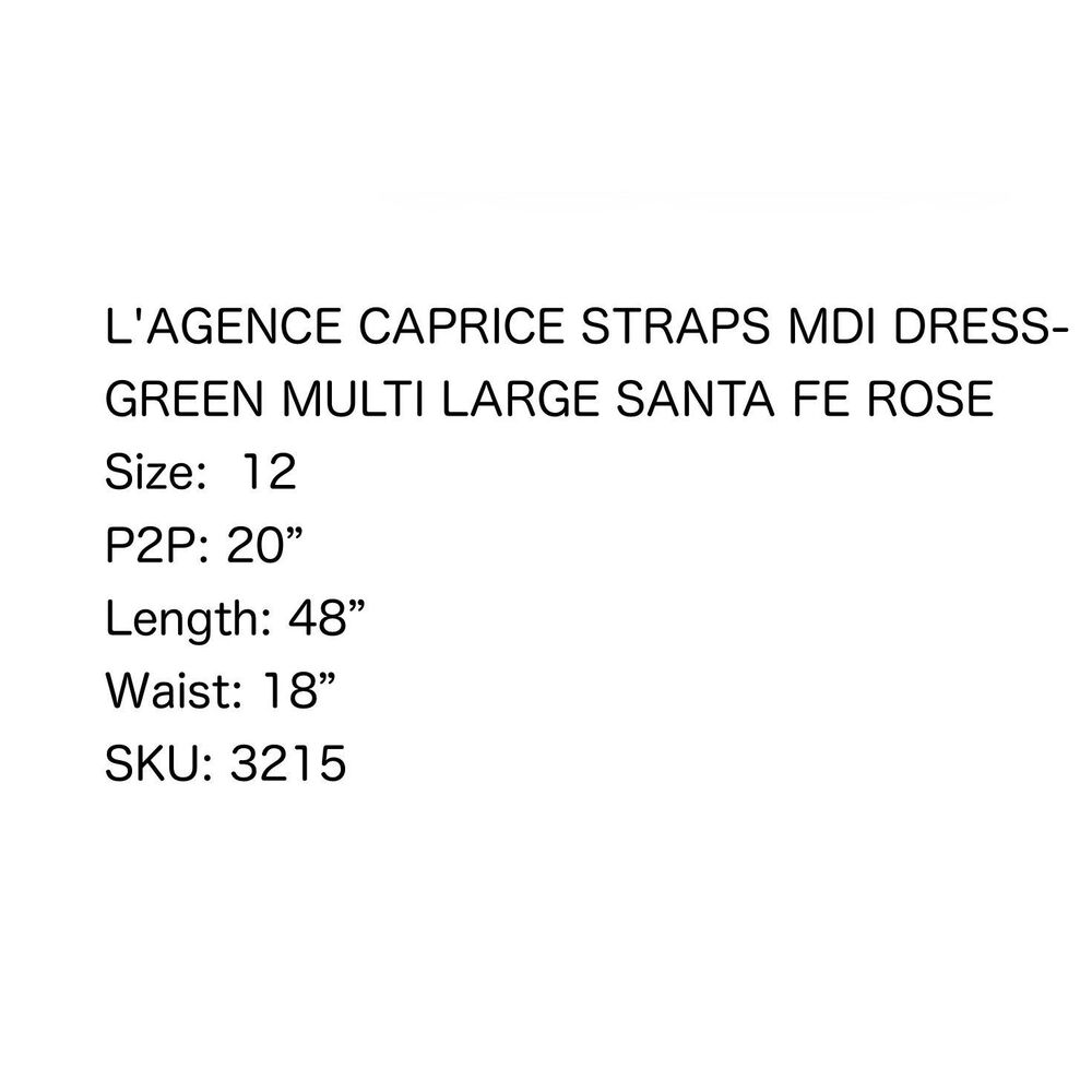NWT L'Agence Caprice Midi Dress - Green Multi Large Santa Fe Rose / 12 - Picture 9 of 9